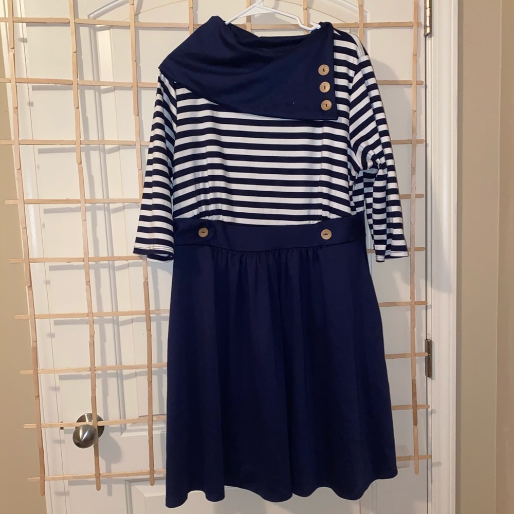 ModCloth Yellow Star Navy & White Sailor Dress